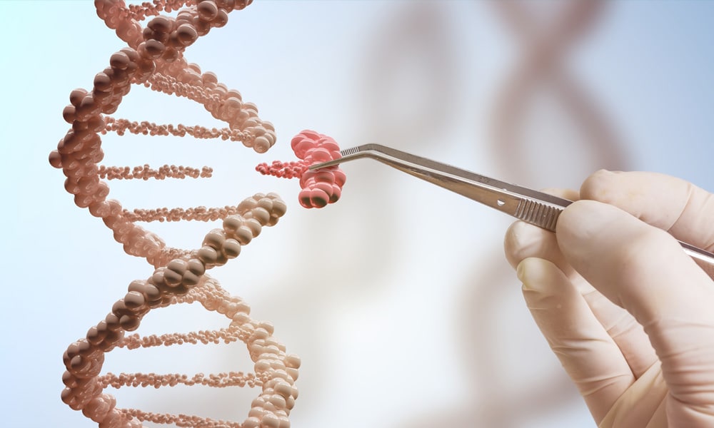 mutated dna being removed with tweezers