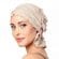 woman wearing chemo beanies headcover in megan style